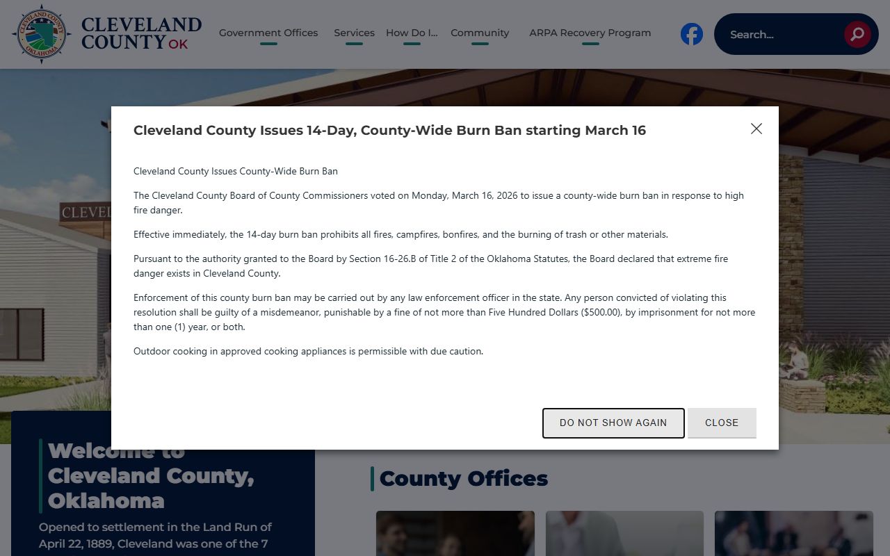 Cleveland County government page for Norman white pages searches