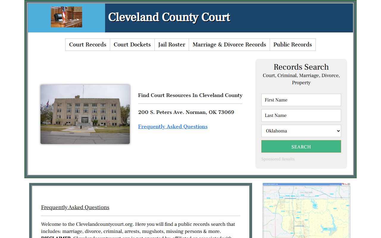 Cleveland County Court Records portal for Cleveland County white pages search