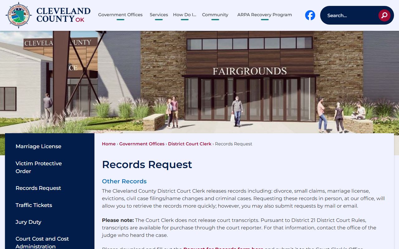 Cleveland County Records Request portal for white pages and public records