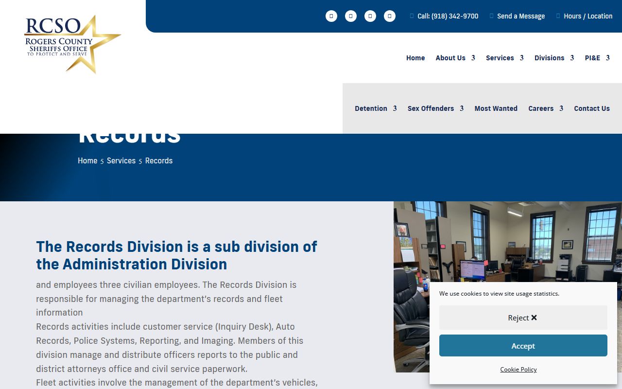 Rogers County white pages sheriff records services page