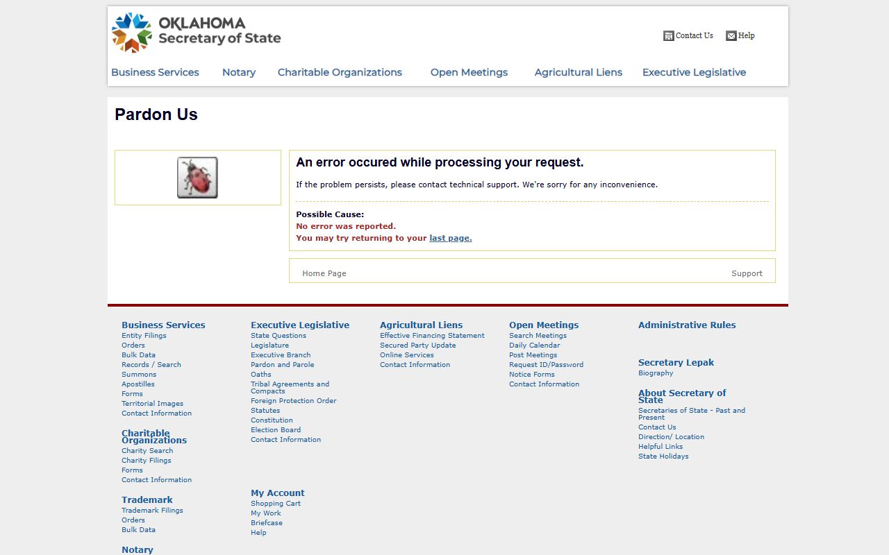 Oklahoma white pages Secretary of State business entity search