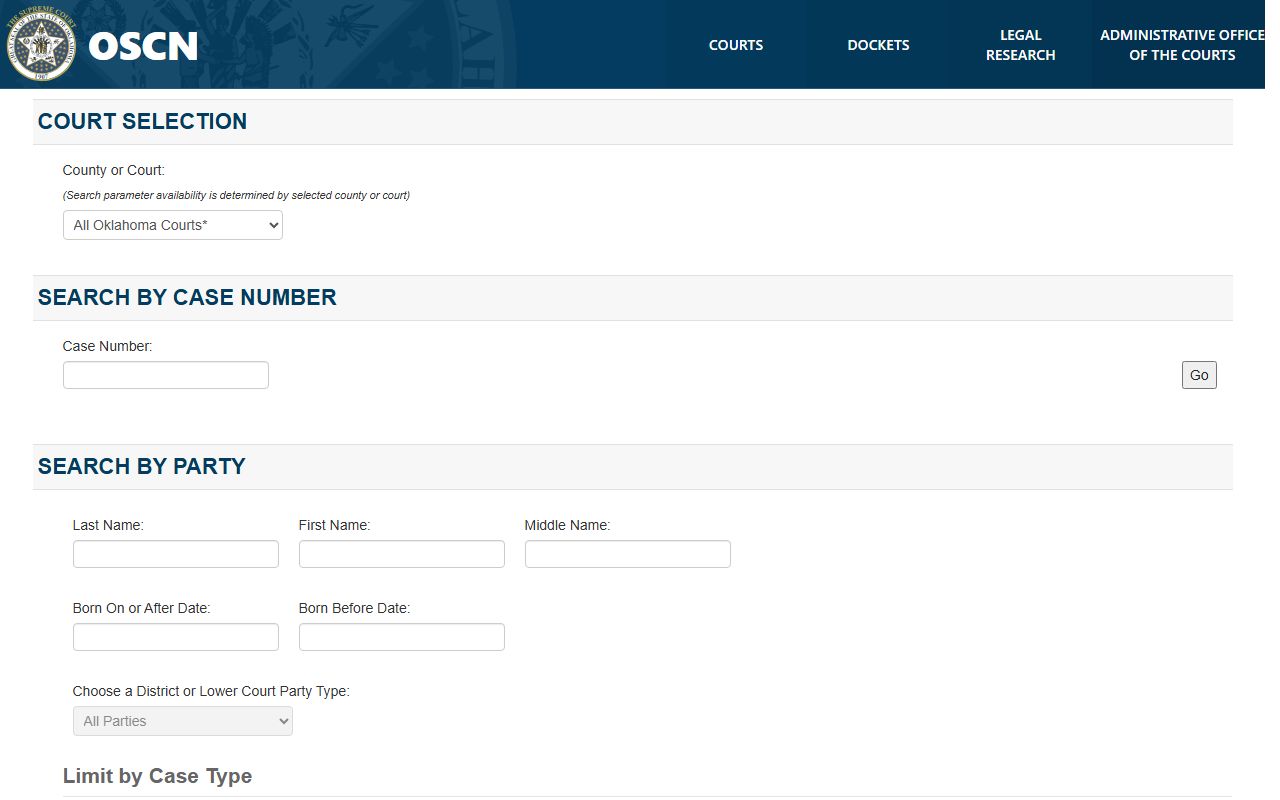 Oklahoma white pages OSCN court records search portal
